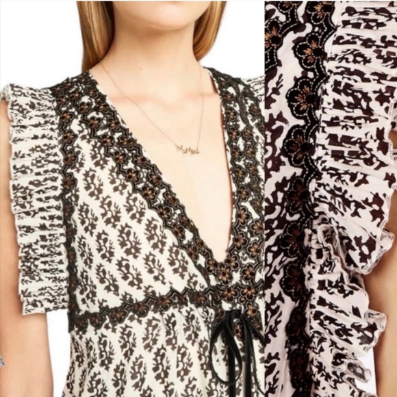 Tory Burch Amita Appliquéd Printed Cotton V-Neck Sleeveless Maxi Dress In Multi - Picture 3 of 16